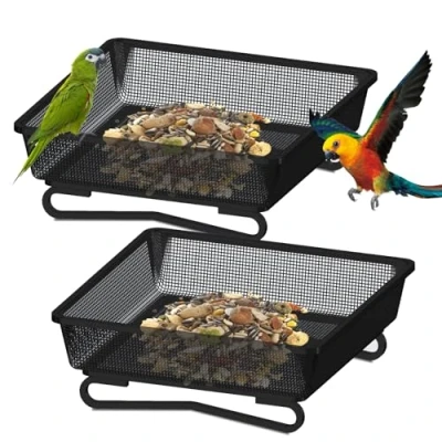 Imagen de Comedero Pajaros Exterior, 2 Piezas Comederos para Pájaros, Alimentador de Pájaros Silvestres, Suelo Bandeja Alimentación