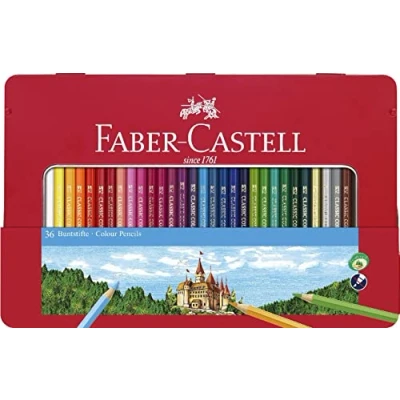 Imagen de Faber Castell 115886 Estuche de metal con 36 lápices colores, multicolor