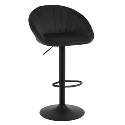 Imagen de WOLTU Taburete Bar Giratorio, de Altura Ajustable, con Respaldo y Reposapiés, Cocina Asiento Tapizado en Terciopelo, Negro, BH428sz 1