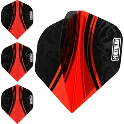 Imagen de abcdarts Unisex Adultos Pentathlon Tribal Dart Plumas Rojas Clásicas