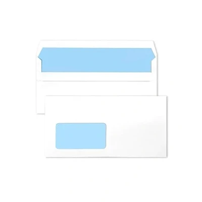 Imagen de Netuno 100 sobres DIN largos con ventana, autoadhesivos, largos, para color blanco impresión interior, blancos ventana