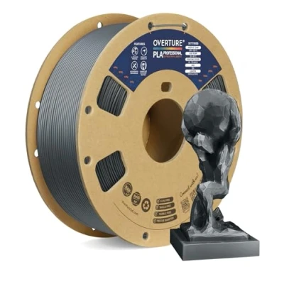 Imagen de OVERTURE PLA Plus (PLA+) Filamento 1,75 mm Dureza Profesional Rollo Mejorado, Premium 1 kg (2,2 libras), Precisión Dimensional 99% Probabilidad +/ 0.02 (Gris Espacial)