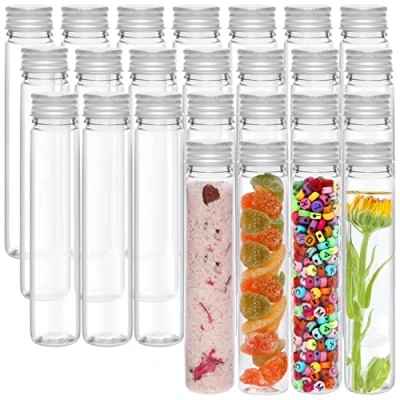 Imagen de Kurtzy Tubos de Ensayo Plastico Transparente Tapa con Rosca y Cepillo (Juego 25) 125 ml Probetas Reutilizable para Golosinas, Fiesta Ciencias, Líquidos, Sal Baño, Cuentas
