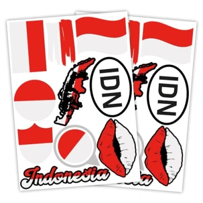 Imagen de Finest Folia Juego de 2 pegatinas bandera país DIN A4, para coche, moto, pegatinas, país, autoadhesivas, resistentes a la intemperie, R217 (22 Indonesia)