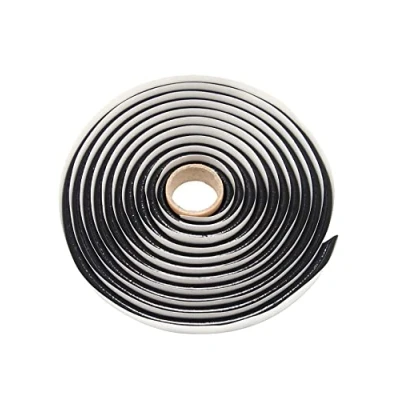 Imagen de QWORK® Cordón redondo de butilo negro, 9.5 mm diámetro x 4 m, para Faros, autocaravanas, Parabrisas, Puertas y Ventanas, 1 Pieza