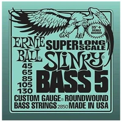 Imagen de Ernie Ball Slinky P02850 Cuerdas para bajo eléctrico de 5 cuerdas, escala superlarga, calibre 45 130
