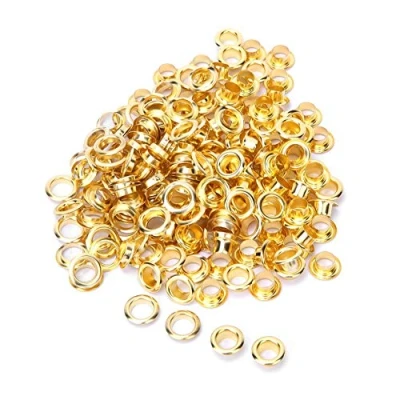 Imagen de HEEPDD Ojetes de Ojales 100 Piezas, latón Sustitución reparación Estilo Antiguo Metal sólido con Kit Juntas Piezas 6 mm(Oro)