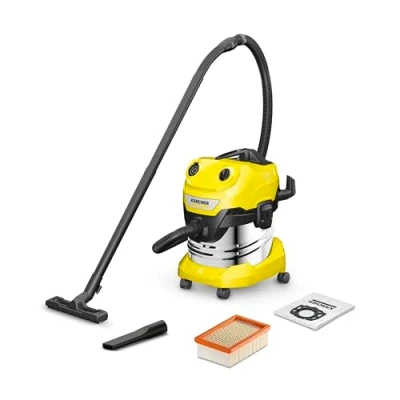 Imagen de Kärcher WD 4 S V 20/5/22 Aspiradoras en seco y húmedo, Recipiente de Acero Inoxidable, Amarillo