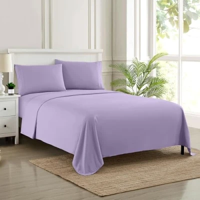 Imagen de Sweet Home Collection 1800 Hilos, Microfibra cepillada Suave de Calidad egipcia Juego Ropa Cama Lujo encimera, sábana Bajera, 2 Fundas Almohada, Encuentra Doble, Lavanda, Completo