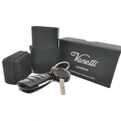 Imagen de VONETTI Alpha Shield Carbone Premium RFID Signal Blocker Box Smart Car Key Faraday Protector, Keyless Go Blocking Case, Crypto Wallet Safe Box, Tin (Black)