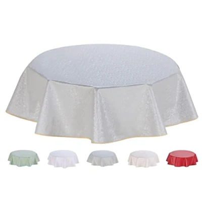 Imagen de Home Direct Mantel redondo de hule PVC con relieve, 155 cm, color gris claro