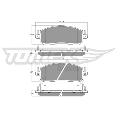 Imagen de TOMEX brakes TX 61 04 Juego de pastillas freno Eje delantero con avisador acústico desgaste NISSAN: Qashqai III