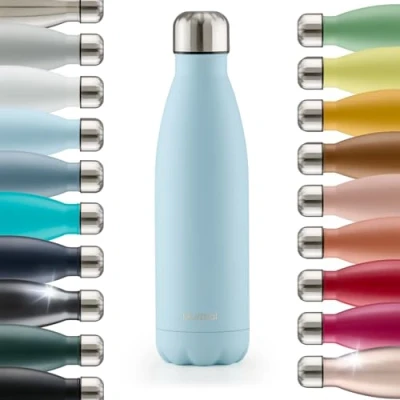 Imagen de Blumtal® botella termica Charles 1 litro sin BPA agua acero inoxidable botellas de aislada termo celeste