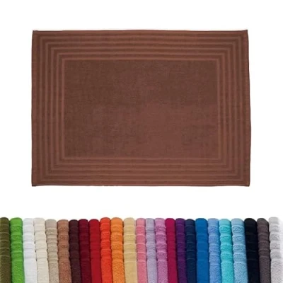 Imagen de Alfombra Baño Rizo Alfombrilla de Ducha Casa Tapete para Salir la o Bañera Secado Rapido Cocina Multifuncional 100% Algodon 50 x 70 cm. Color: Marrón