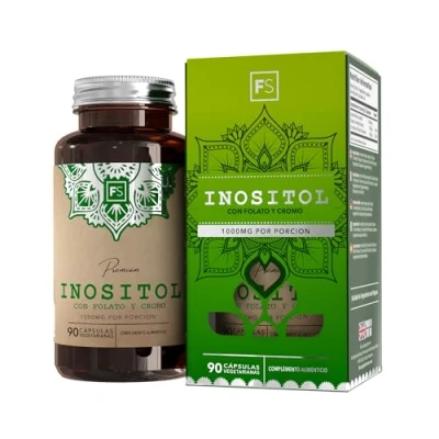 Imagen de FS Myo Inositol 1000mg Acido Folico 200mg &amp; Cromo 100mg 90 Cápsulas Veganas Nootropicos para Apoyar la Salud de Mujer Sin OGM, Gluten, Lácteos o Alérgenos