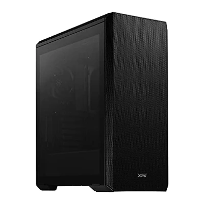 Imagen de ADATA XPG Defender Mid Tower PC Chassis, Full Size E ATX with Mesh Front Panel Design, Perforated Cooling PSU Chamber, Removable Dust Filter, I/O USB 3.0 Ports, Black