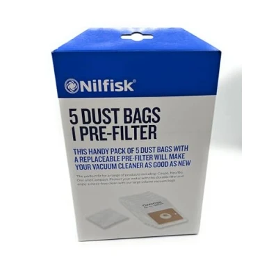Imagen de Nilfisk bolsas compatible con aspiradora Compact, One, Coupé, Go (5 unidades) ORIGINAL 78602600