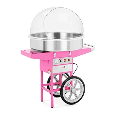 Imagen de Royal Catering XXL Máquina de algodón azúcar RCZC 1200XL (Olla Ø 72 cm, Con carrito, Tapa amovible, 1200 W) Rosa