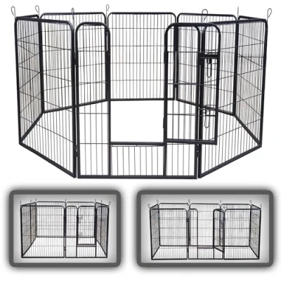 Imagen de zoomundo Parque Perros Jaula Plegable Mascotas para Animales Entrenamiento Puerta Recinto Gatos 8 Vallas XL Black Edition