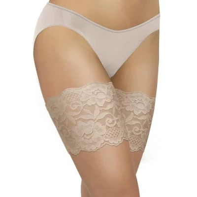 Imagen de Sesto Senso Sexy Muslo Bandas de Encaje Elásticas Antirozaduras con Cuatro Tiras Silicona Beige 75 80 XXL