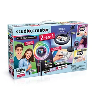 Imagen de Canal Toys Creator Studio Video 2 en 1 con anillo luminoso LED multicolor, soporte de doble función, horizontal y vertical INF 027