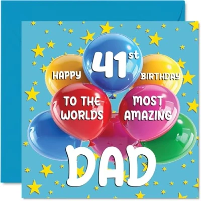 Imagen de Tarjeta de cumpleaños número 41 para papá World&#039;s Most Amazing Dad feliz parte hijo e hija, 145 mm x mm, años, tarjetas felicitación