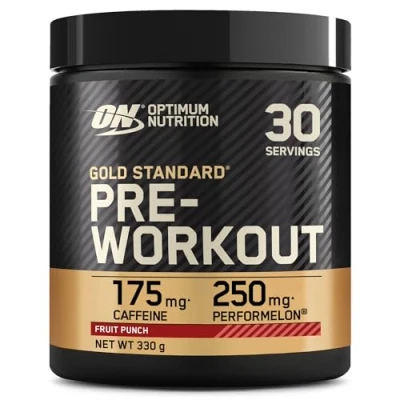 Imagen de Optimum Nutrition Gold Standard Polvo Pre Entrenamiento, Bebida Energética con Monohidrato de Creatina, Beta Alanina, Cafeína y Complejo Vitamina B, Sabor Ponche Frutas, 330 g