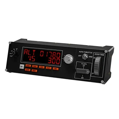 Imagen de Logitech G Saitek Pro Flight Multi Panel, Controlador de Piloto Automático para Simulación Vuelo, Pantalla LCD, Lecturas en Tiempo Real, Controles Dedicados, USB, PC Negro
