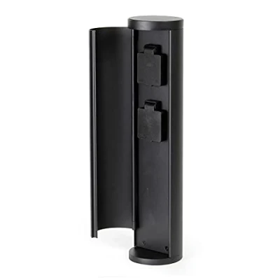 Imagen de WilTec Toma de Corriente jardín con 2 enchufes, Aluminio, Columna Exterior enchufes Tomas IP44