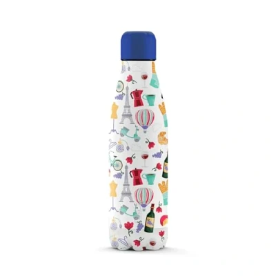 Imagen de THE STEEL BOTTLE botella térmica de acero inoxidable, aislamiento al vacío doble pared, capacidad 500 ml, cierre hermético, portátil (City Paris)