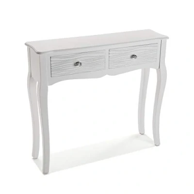 Imagen de Versa Avery Mueble Recibidor Estrecho para Entrada o Pasillo, Mesa Consola, con 2 cajones, Medidas (Al x L An) 80 25 90 cm, Madera, Color Blanco