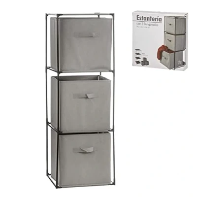 Imagen de D,casa Estanteria con 3 Pongotodo, estantes para Ropa Sucia, Muebles Auxiliares almacenaje de Toallas