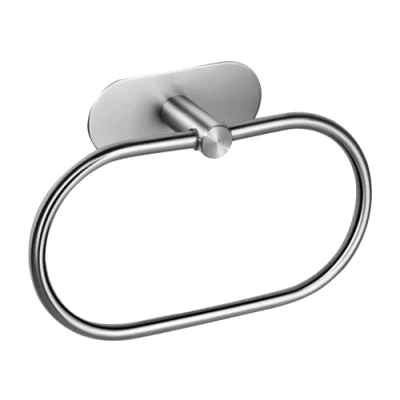 Imagen de Ambrosya Toallero Sin Taladrar Soporte para Gancho de Baño Toalla Anillo Pared Pegar (Acero Inoxidable (Cepillado))