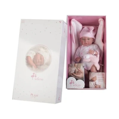 Imagen de ARIAS Muñeca Reborn Gala de 40 cm, bebé con Ropa Blanca y Detalles Rosas, Manta, Peluche, Chupete, pañal, Cuerpo Blando extremidades Vinyl, Juguete para niños Desde +3 años (ARI98035)
