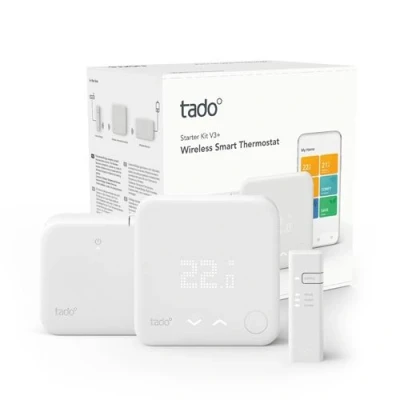 Imagen de Termostato Tado Starter Kit V3 +, Conexión inalámbrica, iOS y Android, Amazon Alexa, Apple HomeKit, Blanco