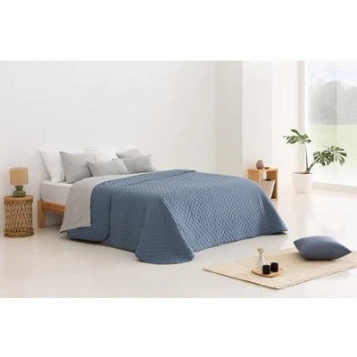 Imagen de Todocama Colcha boutí Fina con diseño Estrella, para Primavera, Verano, otoño e Invierno. 100% Microfibra Extra Suave. Cubre Cama Multiusos. 105 200x260cm Azul Grisáceo
