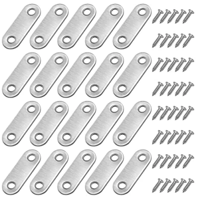 Imagen de MengH SHOP Soporte de Esquina Placa Estante Ángulo en Plana Acero Inoxidable Corner Brace con Tornillos para Silla Mueble Ventana Plata 16 * 46mm 20 Piezas