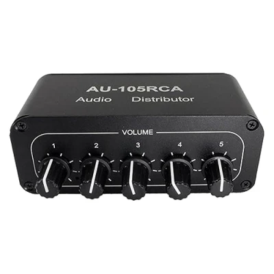 Imagen de Zhemessy Distribuidor de Audio 5 Canales Mezclador EstéReo 1 Entrada Salidas Divisor para Amplificador Potencia Activo