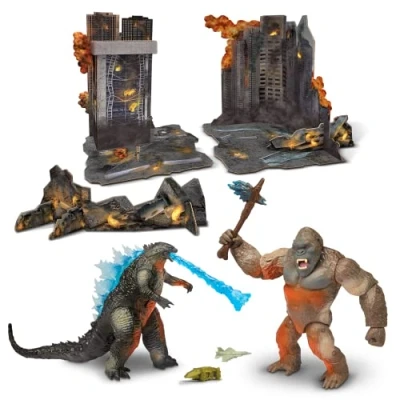 Imagen de MonsterVerse Godzilla vs Kong Movie Juego de Diorama Coleccionable 6 Pulgadas con Dos Figuras acción articuladas, Incluye 4 Accesorios Figura, Adecuado para Mayores años