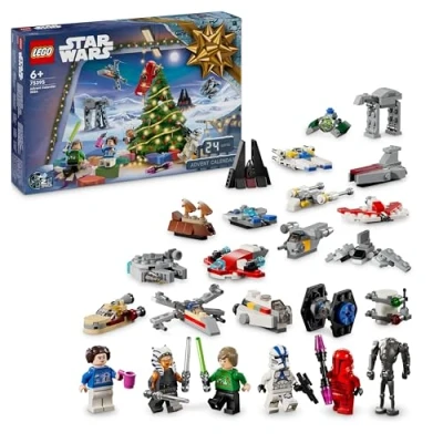 Imagen de LEGO Star Wars Calendario de Adviento 2024 con 18 Mini Juguetes Coleccionables, 6 Minifiguras Princesa Leia y Ahsoka Tano, Regalo Pre Navideño para Niños Niñas Fans Años o Más 75395