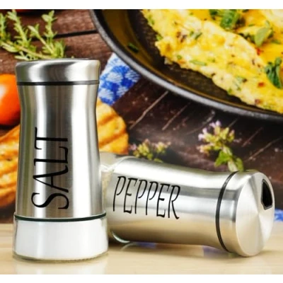 Imagen de 2 Piezas Saleros de Cocina con Tapa Madera Bambú Salero y Azucarero Pimentero Portátiles Gadgets Menaje (Plata)