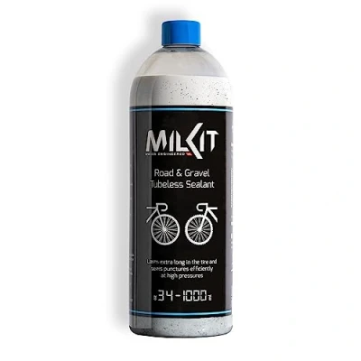 Imagen de milKit leche de sellado Tubeless para bicicleta carretera y gravel, en botella 1000 ml, sellador neumáticos bicicleta, sin cámara