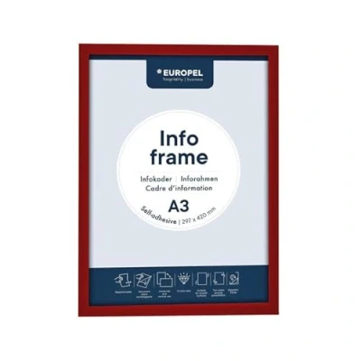 Imagen de EUROPEL Marco de pantalla autoadhesivo magnético PVC, A3, rojo, 2 piezas, adhesivo reposicionable, visible a doble cara, vertical o paisaje, tamaño 450 x 327 mm