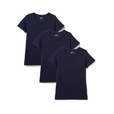 Imagen de berydale Bd157, Camiseta con cuello redondo para Mujer, Azul Oscuro (Paquete de 3), XL