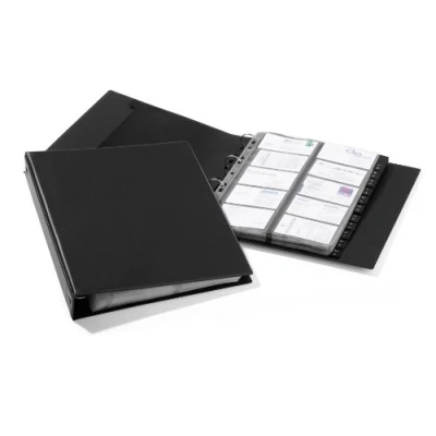 Imagen de Durable 244401 Carpeta de anillas para tarjetas visita Visifix A4 Economy, 400 visita, incluye registro A Z, negro
