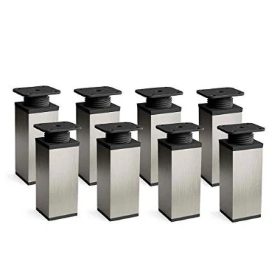 Imagen de sossai® Patas para muebles MFV1 8 piezas altura regulable Diseño: Inox Altura: 120 mm (+20mm) Perfil cuadrado: 40 x Tornillos incluidos