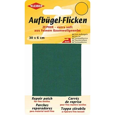 Imagen de Kleiber Cinta de reparación algodón Fino, Extra Suave, termoadhesiva, 30 x 6 cm, Color Verde