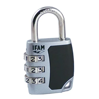 Imagen de IFAM Candado Combinación Serie CS, Modelo C35S, Ideal para Bolsas, Maletas y Equipaje, Acero Cromado, Más de 1.000 Combinaciones, Seguridad Protección