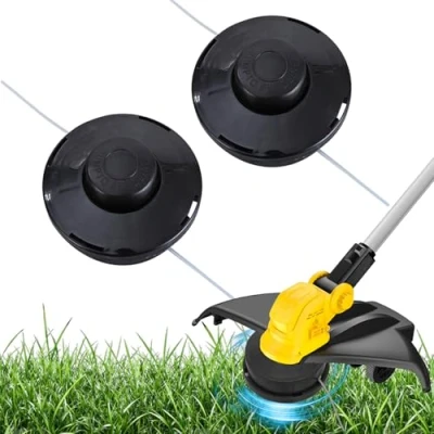 Imagen de 2 Piezas Cabezal de Corte Universal Segadora Cabezales Doble Hilo para Desbrozadora Rosca M10 x 1,25, Cortadoras Césped, Carrete Línea Repuesto Gasolina, Herramienta