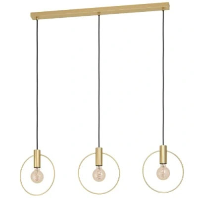 Imagen de Eglo lámpara de suspensión Manizales, iluminación colgante 3 luces minimalista, luz metal en latón, mesa comedor, casquillo E27